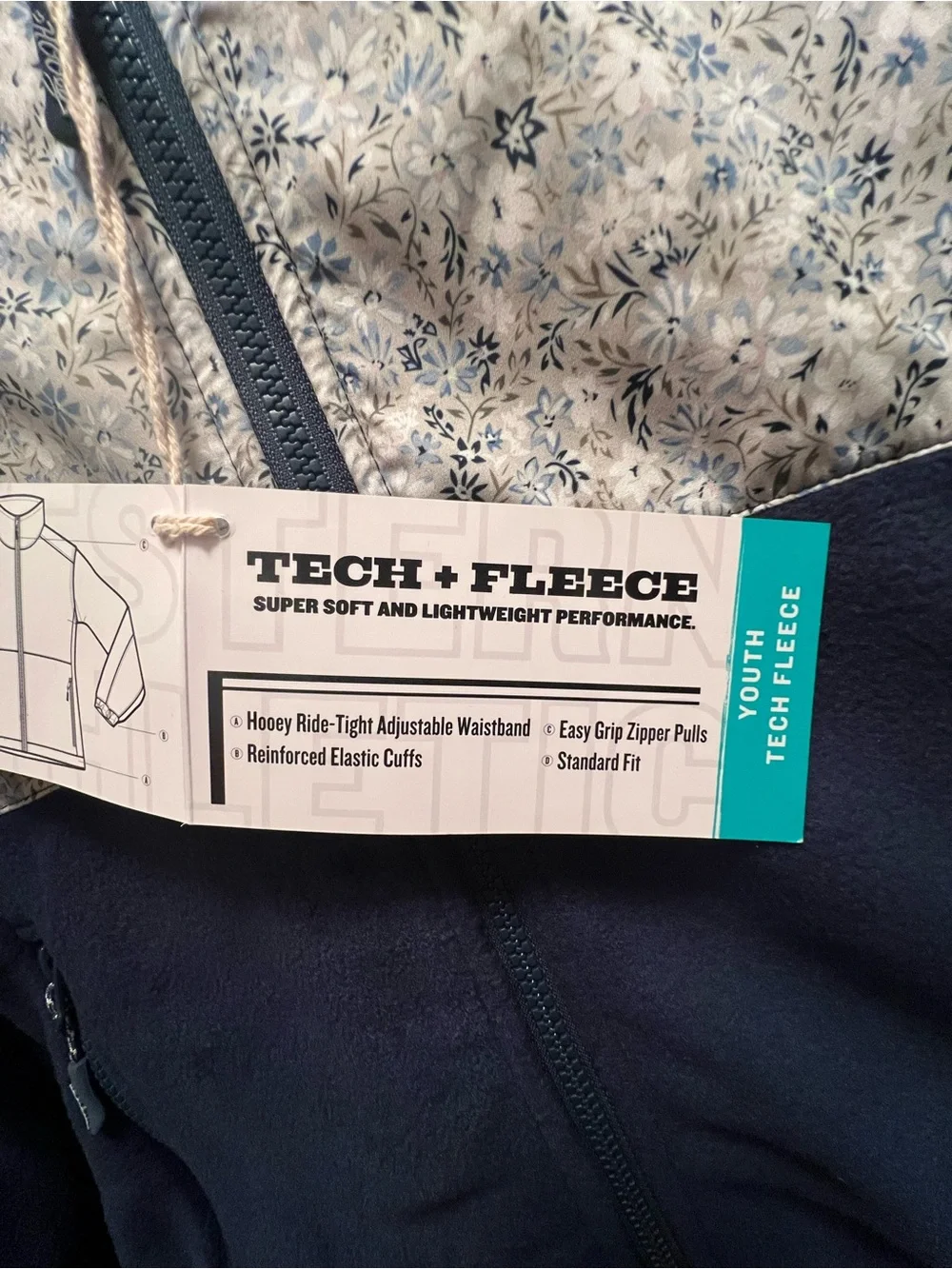 Hooey Navy Fleece Jacket with Light Floral Yoke